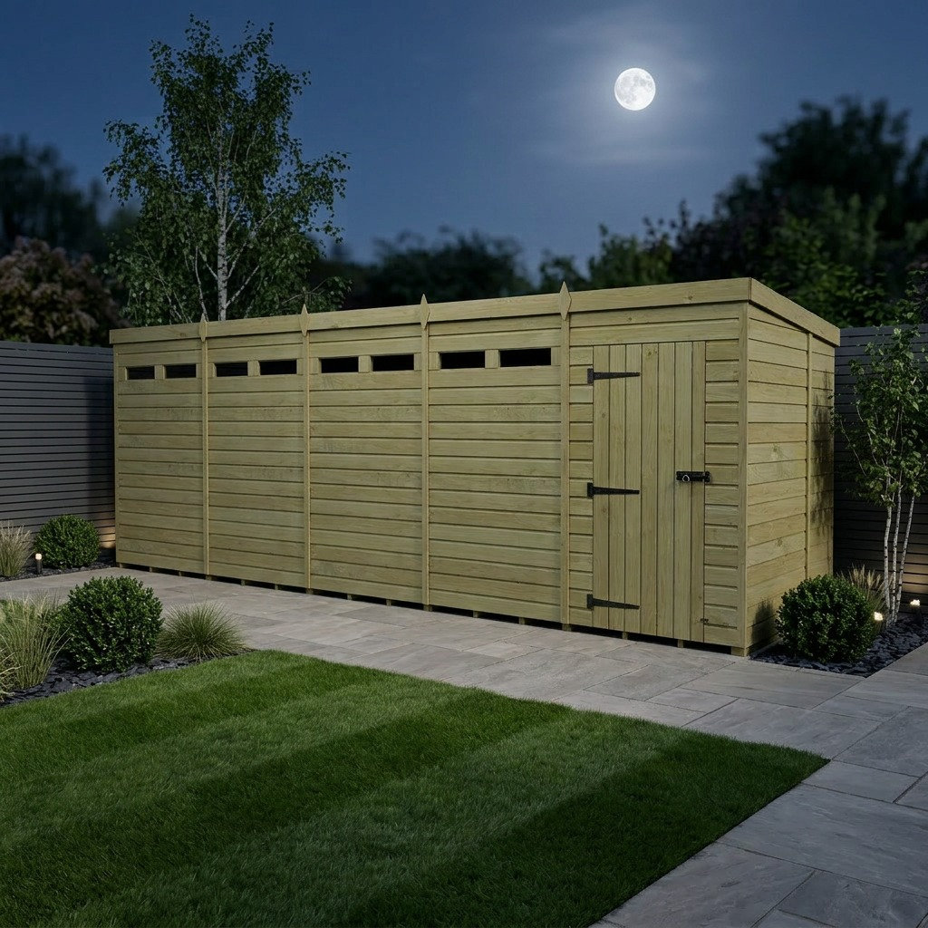 Total Sheds 20ft x 6ft Security Pent Shed - Heavy-Duty Hasp Staple Anti-Tamper - Pressure Treated Timber - UK Manufactured