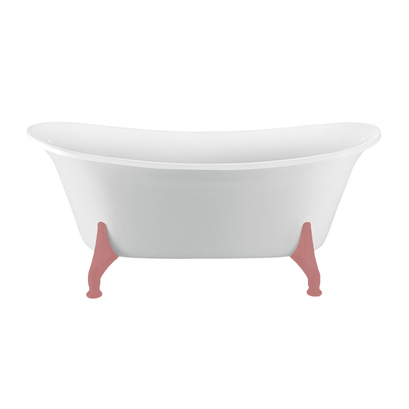 Baignoire de trempage sur pattes 67 "avec drain, pattes et plateau en bambou 67" Streamline, Rose mat, Rose mat