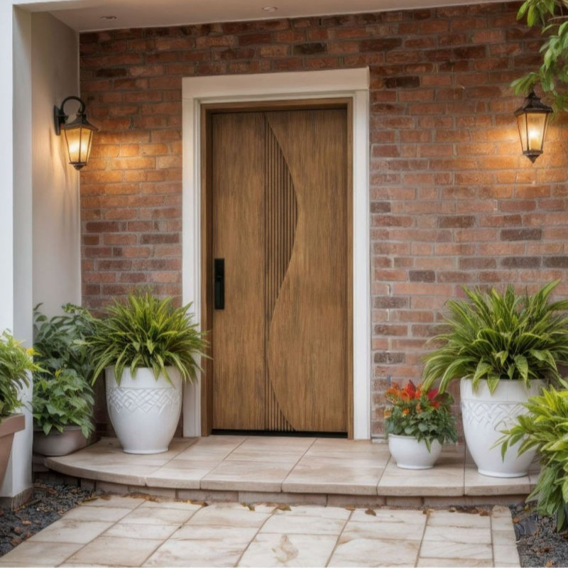 Porte à panneau 80 po Sway Slab Only Acajou - Contemporain, moderne, brut, 32" x 80" [32" Door]