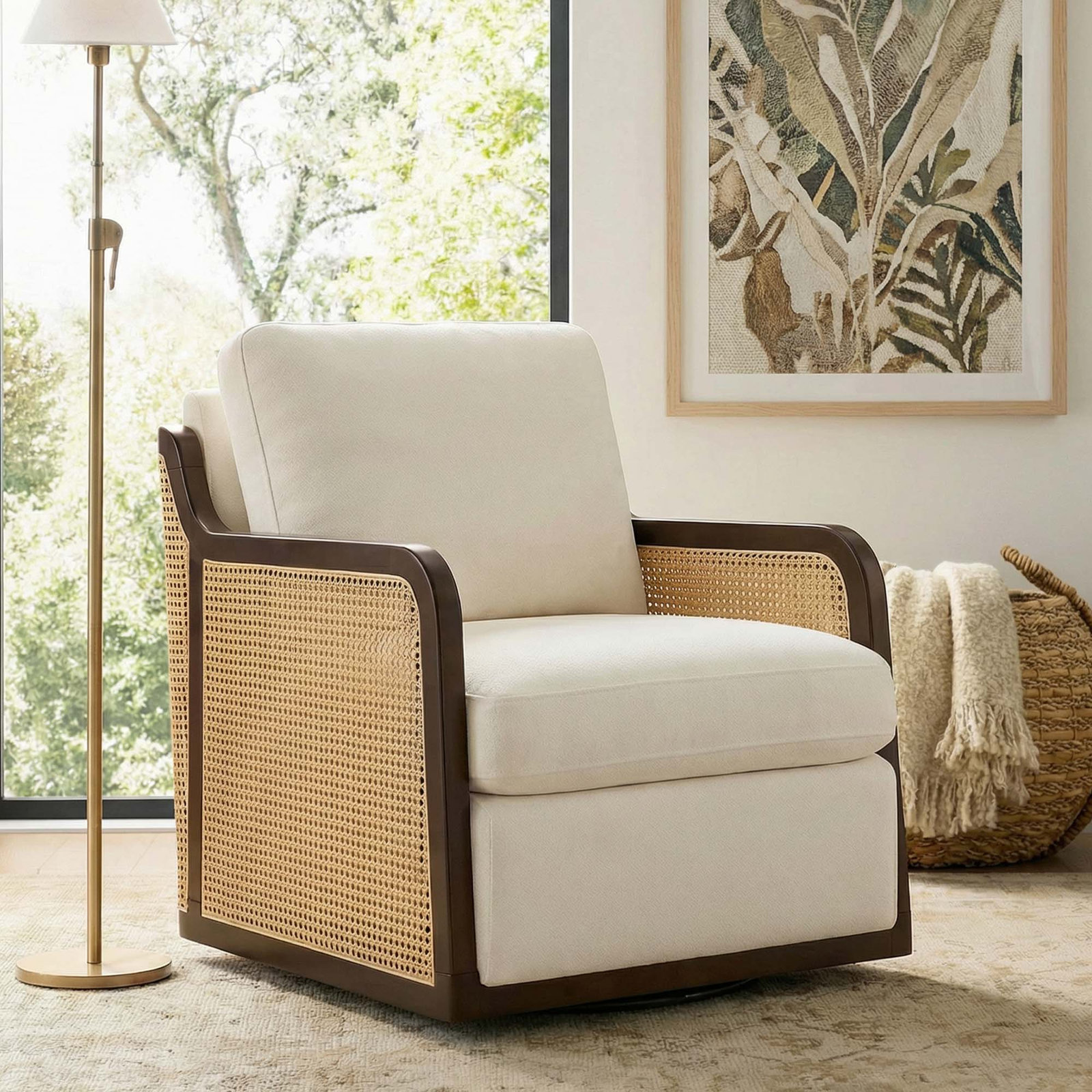 Swivel Armchair, White