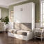 Lit escamotable Queen 3 en 1 avec banquette de rangement et canapé rembourré
