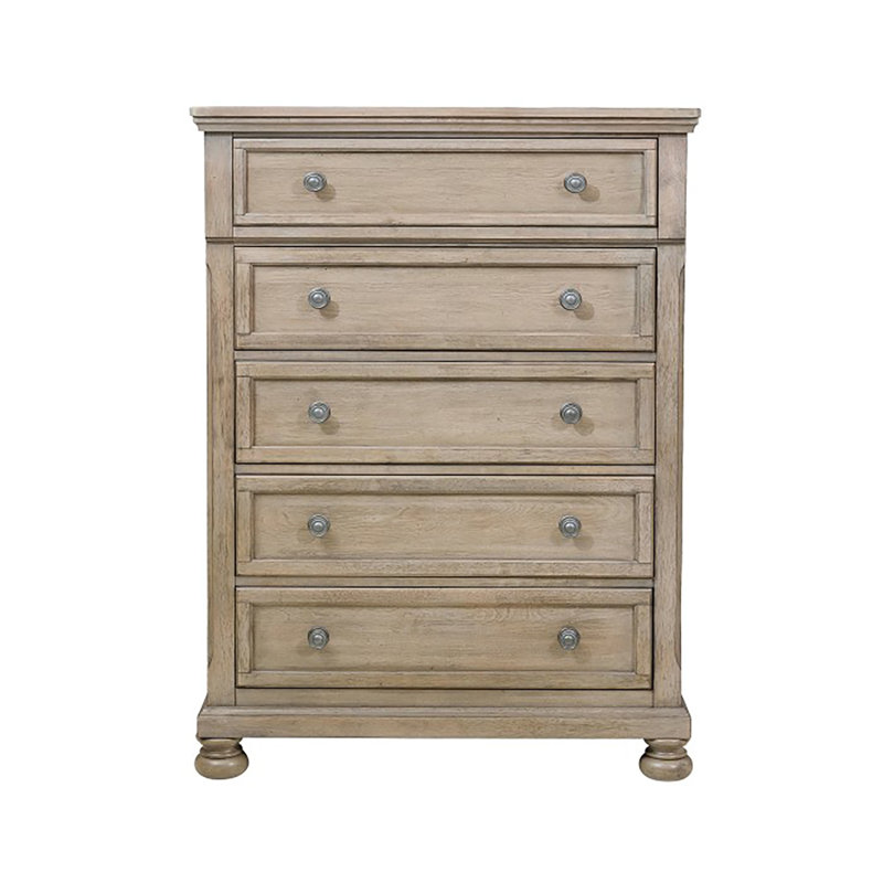 Commode 5 tiroirs Aleira, Gris