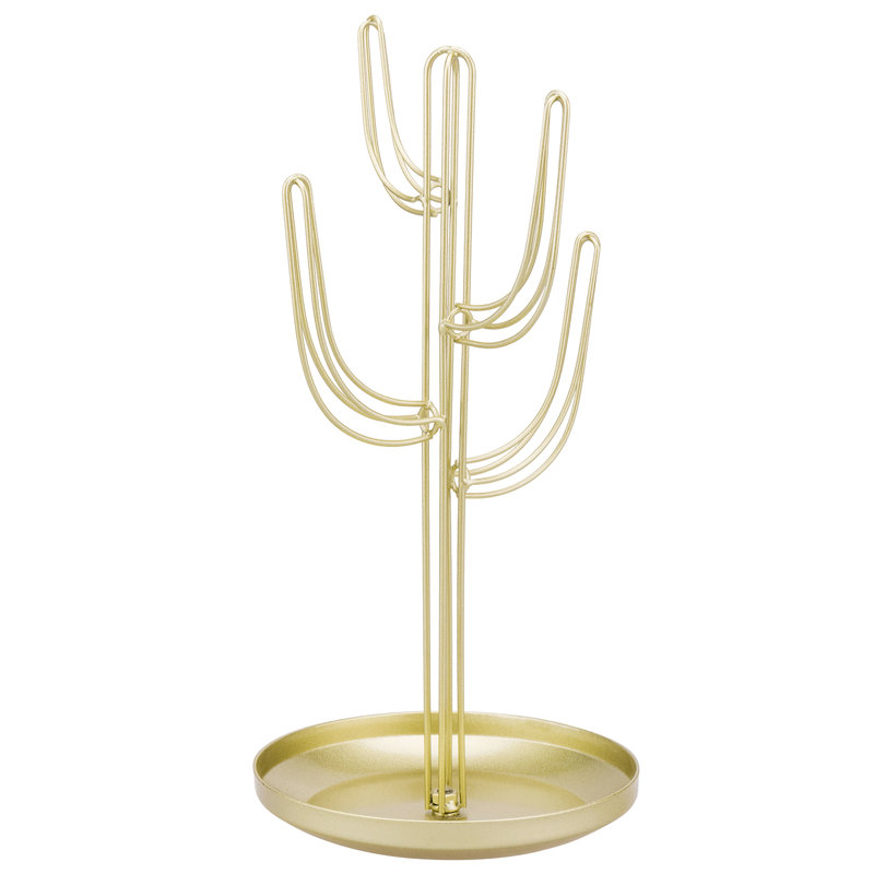 Cactus Gold Metal Jewellery Stand