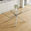 Grande table de salle à manger rectangulaire moderne en verre minimaliste avec plateau en verre trempé de 0,39 po et pieds en métal chromé argenté, pour la salle à manger, le salon, la salle de réunion et la salle de banquet