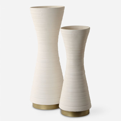 Haykaz White Vases, Set Of 2