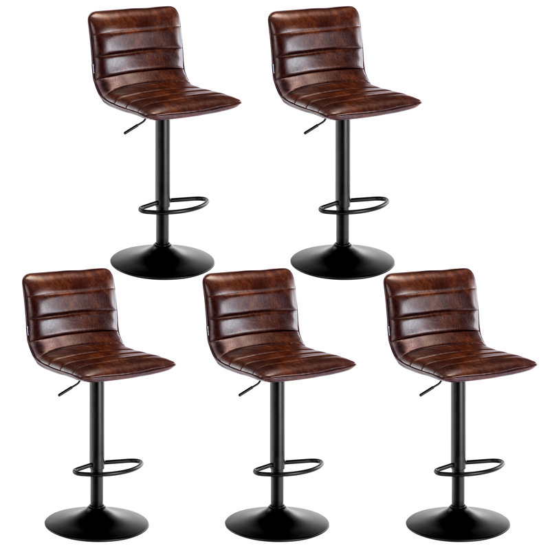 Kastoori Adjustable Height Swivel Bar Stool, Dark Brown, 5