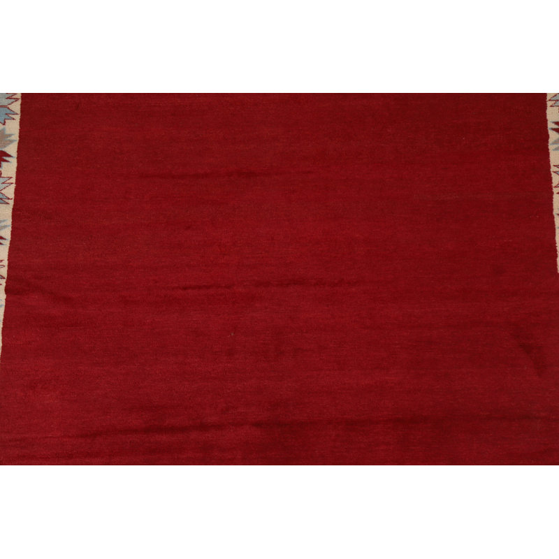 Red Gabbeh  Wool Area Rug 7x8
