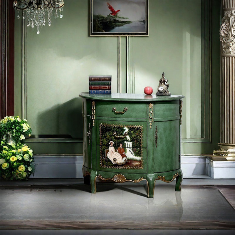 Three Drawer Decorative Cabinet with Hand-Painted