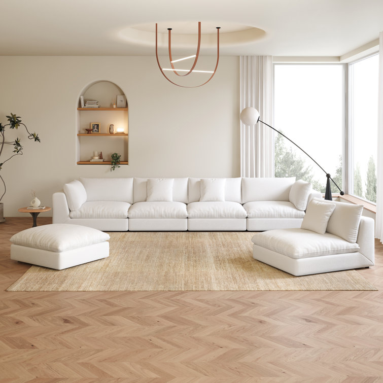 156.7‘’ Oversized U Shaped 6 Piece Modular Cloud Sectional Sofa with Ottoman