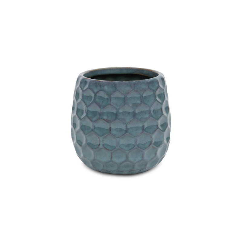 Eddins Handmade Ceramic Pot Planter, 4.5" H x 4" W x 4" D, Blue