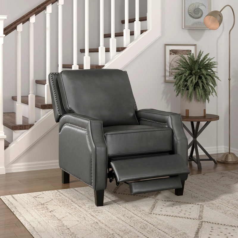 With Push Back With Recliner Function Reclining Chair Transitional Style Gray Color Self