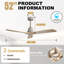 Ventilateur de plafond en bois massif intelligent à 3 pales de 52 po Kemp sans lumière, nickel sable et beige-11215660