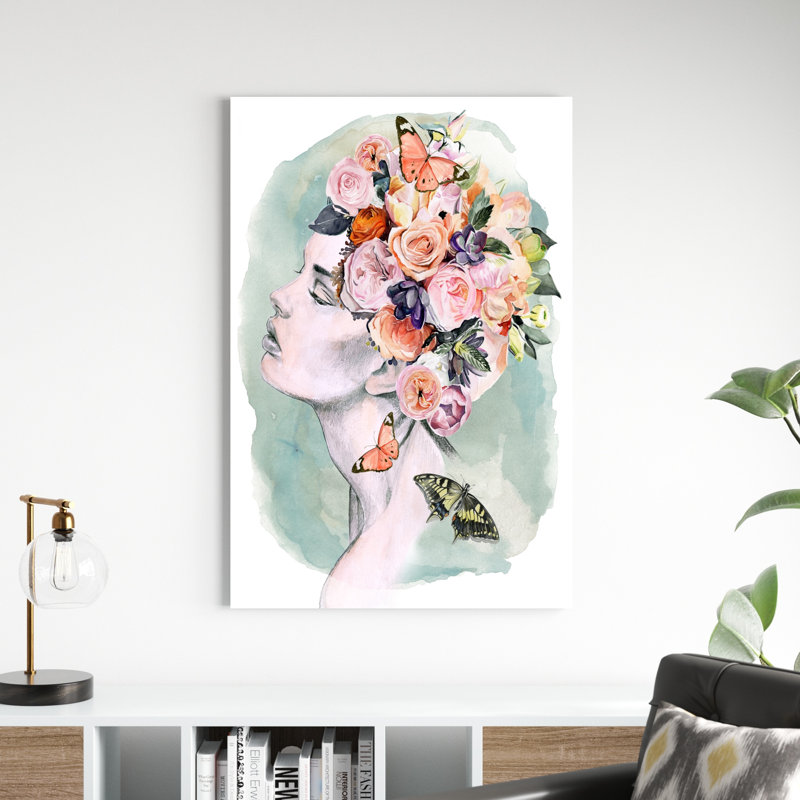Floral Locks I - Painting on Canvas, 122cm H x 81cm W, Wrapped Canvas