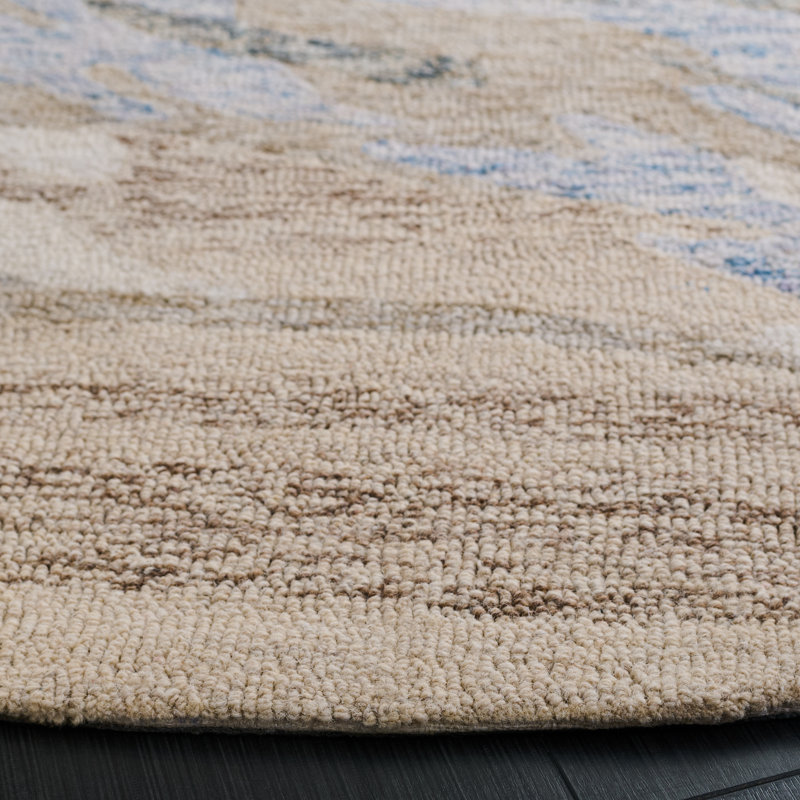 Metro 483 Hand Tufted Wool Pile Abstract Rug, Round 6'