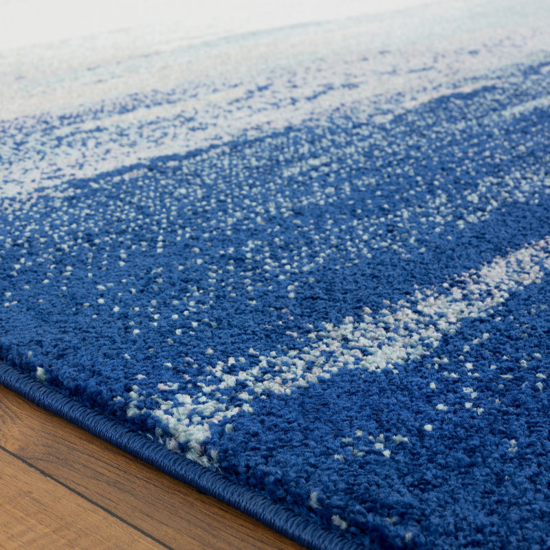 Rifiki Abstract Blue/Cream Area Rug, Rectangle 8' x 10'