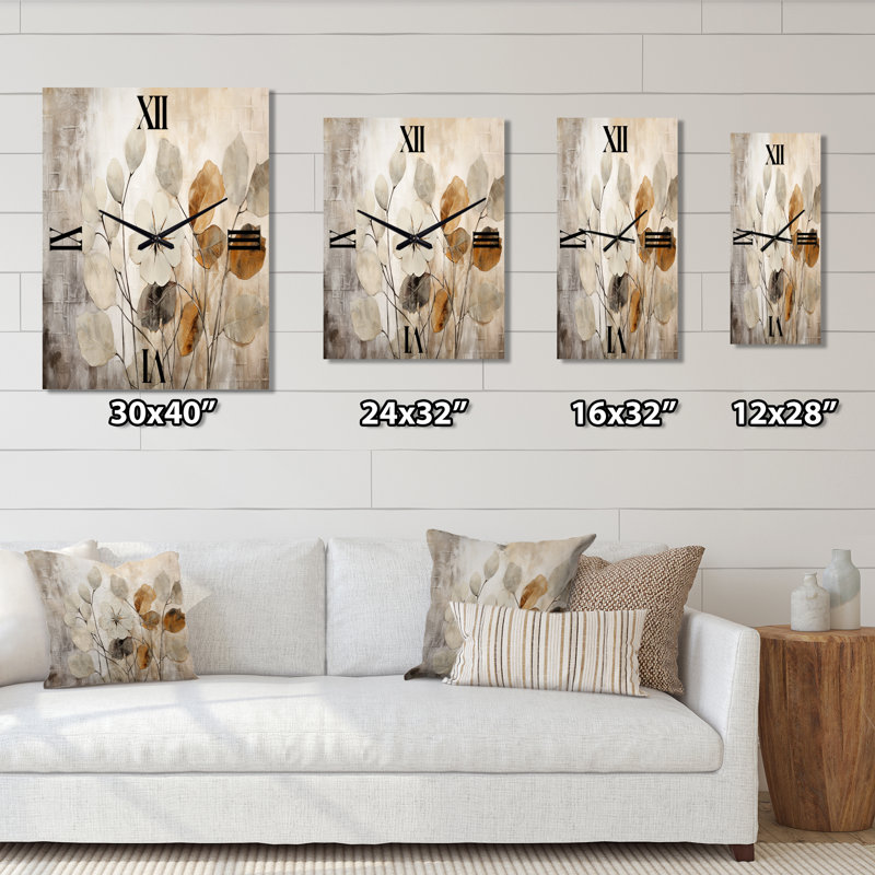 Horloge murale beige Botanical Impressions III - Abstract Botanicals, Très grand