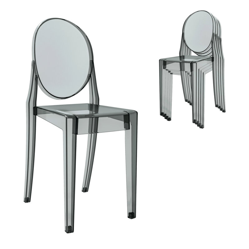 Ensemble de 4 chaises empilables en acrylique gris foncé Ghost