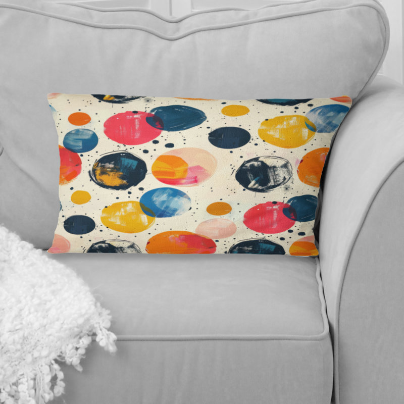 Coussin lombaire à pois orange et vert V