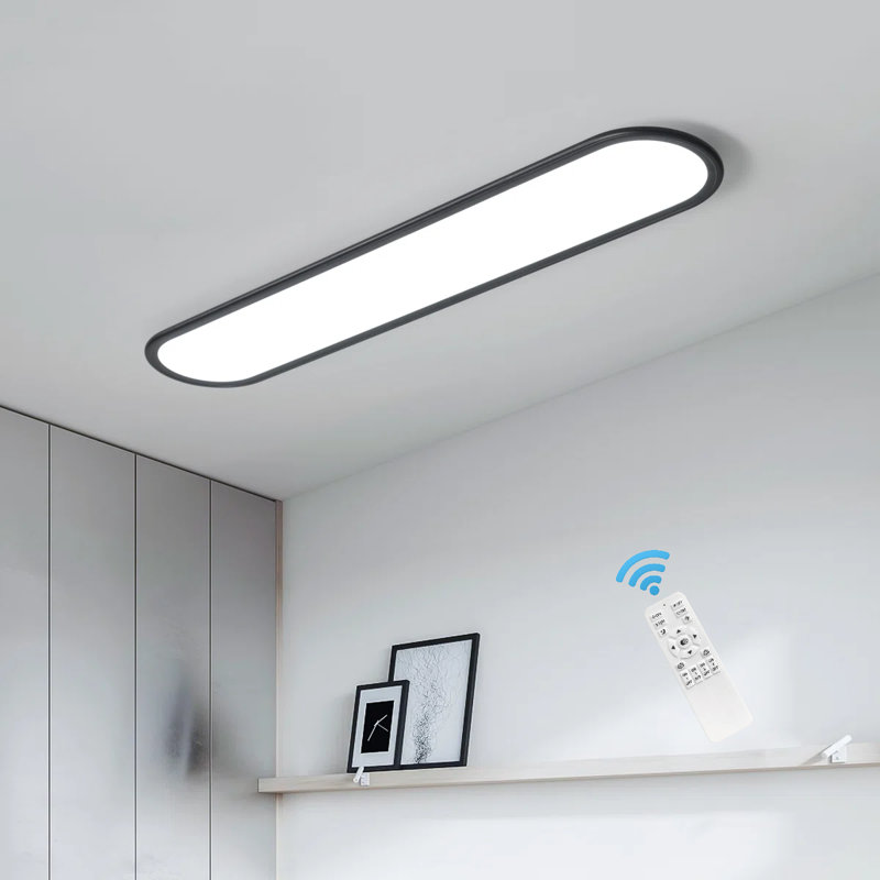 Deshunda 1 - Light Acrylic LED Flush Mount, Black, 1.6'' H X 39.4'' W X 7.9'' D"