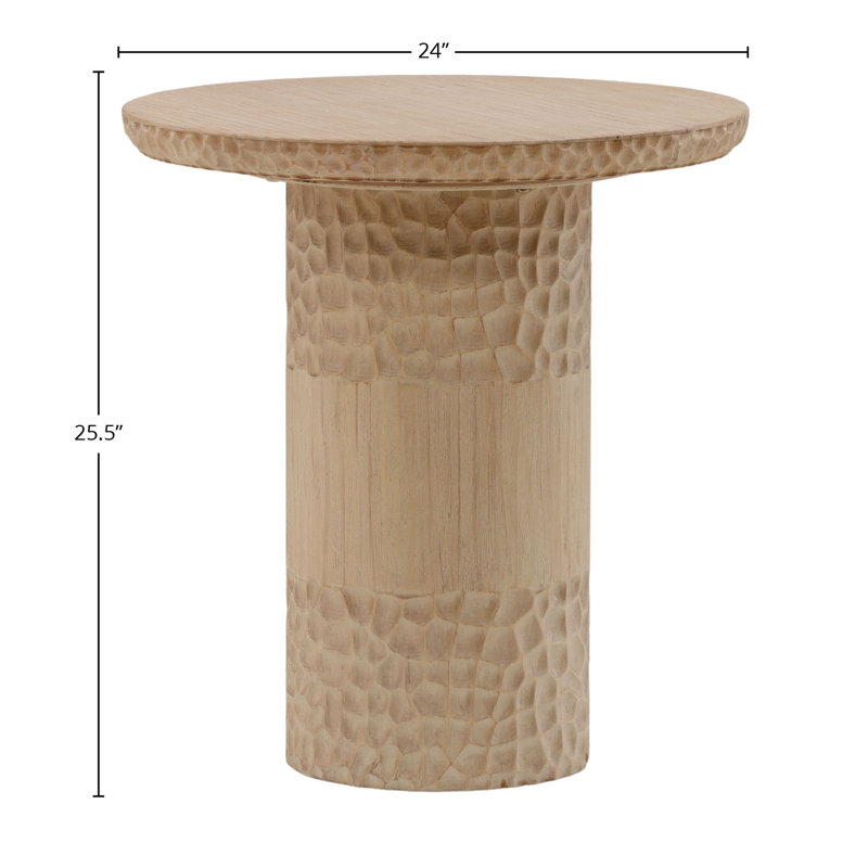 Christina Reclaimed Pine Wood End Table, Light Natural