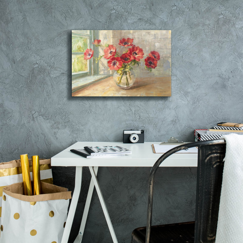 «Poppies In» par Danhui Nai, art mural sur toile, H 12 po x l 18 po