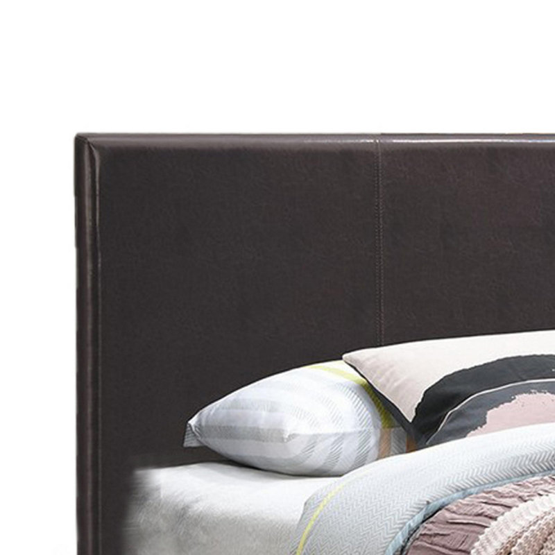 Dark Brown Faux Leather Upholstered Queen Bed with Tufted Headboard
