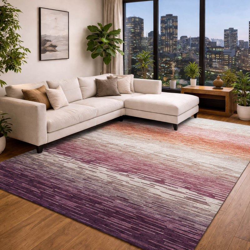 Tapis intérieur / extérieur lavable à la machine Chantille ACN2886, Aubergine, 10 pi x 14 pi