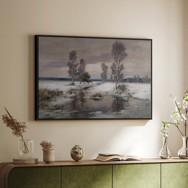 Paysage rétro - CCCLxxviii, Toile avec cadre flottant noir, H 27 po x l 41 po x P 2 po