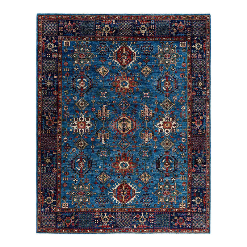Tapis unique noué à la main Serapi - bleu clair, 7 pi 11 po x 9 pi 10 po Serapi