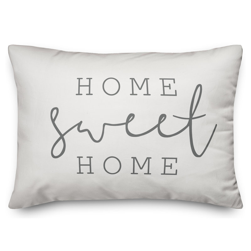  Housse et insert de coussin rectangulaire d'extérieur mince Home Sweet Home, Blanc / Gris