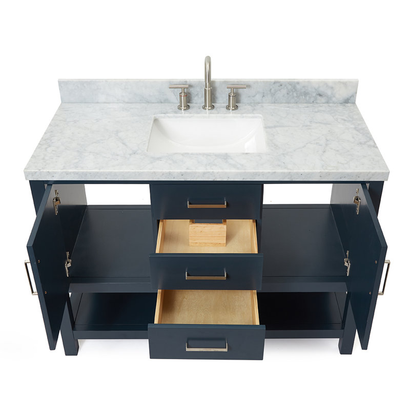 Abby Single Bathroom Vanity Set, 49", Midnight Blue, Rectangle