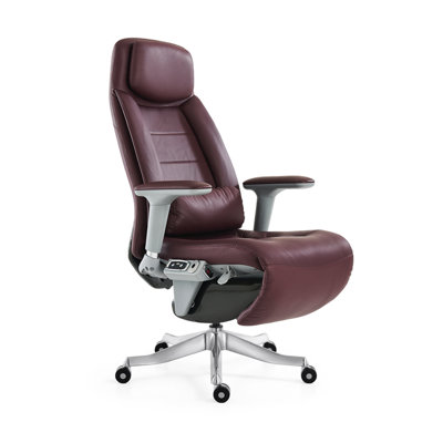 Fauteuil de direction en cuir rouge H 48,03 po, dossier ergonomique enveloppé, inclinaison réglable et portance élevée