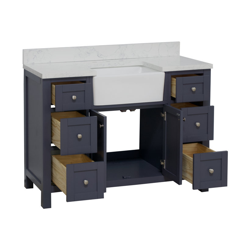 Meuble-lavabo simple l 48 po Yorkshire, Gris marine