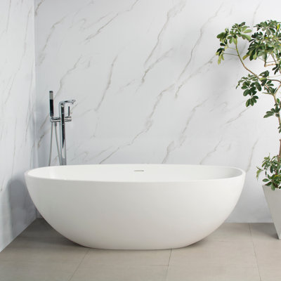 65.2 Inch Freestanding Solid Surface Soaking Bathtub For Bathroom