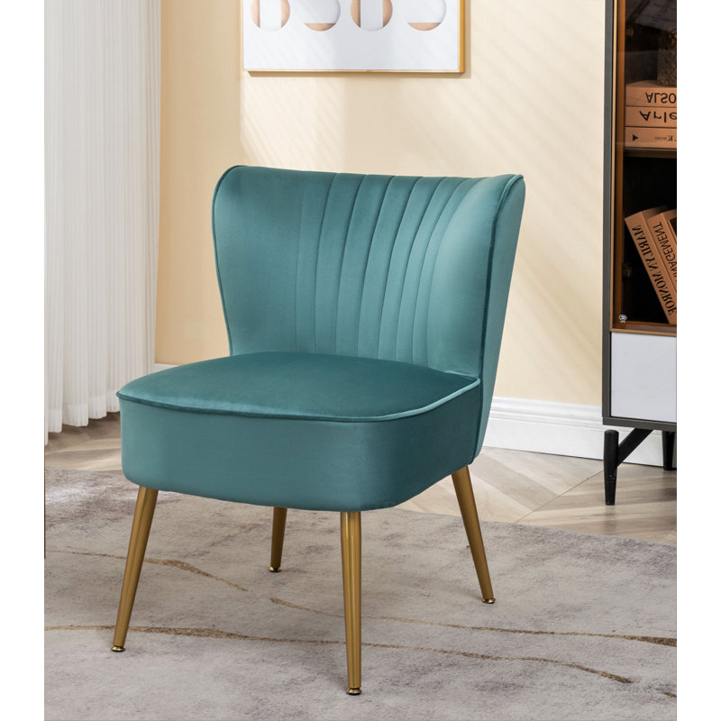 Upholstered Slipper Chair, Teal