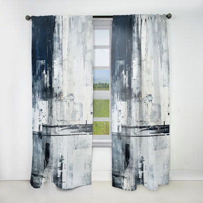 Marchese Black And White Cityscape Road Expression V - Modern Velvet Curtain - Room Darkening - 1 panel