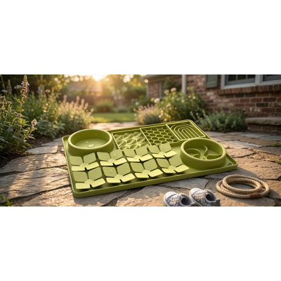 Silicone Slow Feeder Lick Mat with Suction Cups for Dogs & Cats, Snuffle Mat for Pet Smell Training, Green
