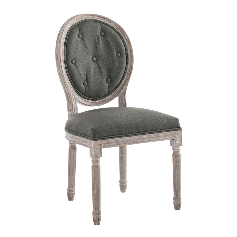 Chaise d'appoint capitonnée à dossier King Louis en noir / gris clair, Naturel, Polyester gris foncé