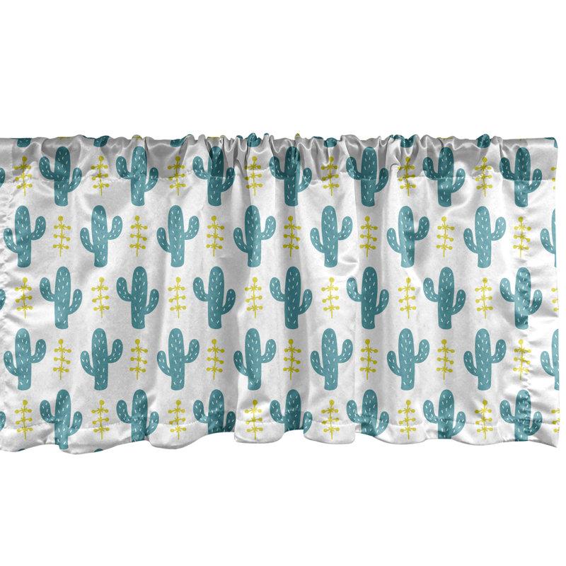 Ambesonne cactus cantonnière lot de 2 feuilles de cactus exotiques simplistes bleu ardoise, L 54 po x L 12 po