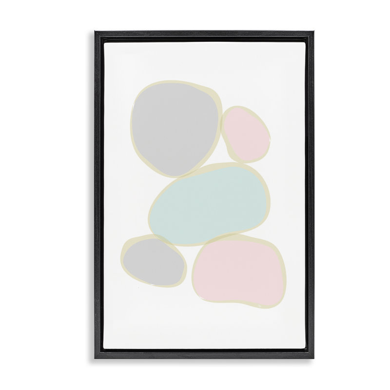 Minimal Pastel Pebbles, toile par Martina Pavlova, H 31 po x l 21 po x P 1,7 po, Cadre flottant noir de jais