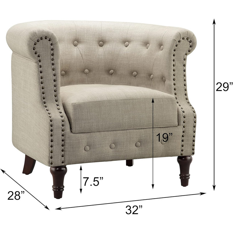Chaise d'appoint moderne avec siège moelleux, fauteuil rembourré - siège de salon contemporain, naturel