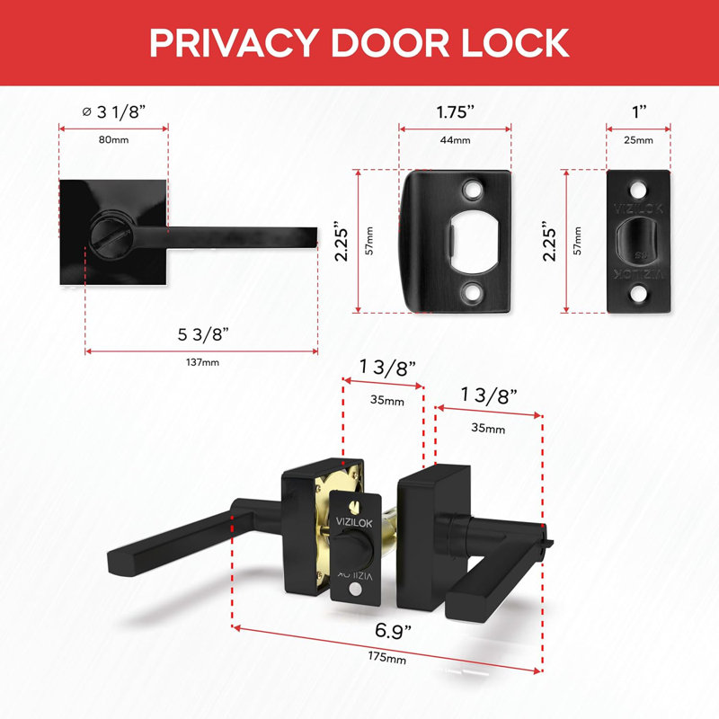 Serrure de porte Vizilok, Noir mat