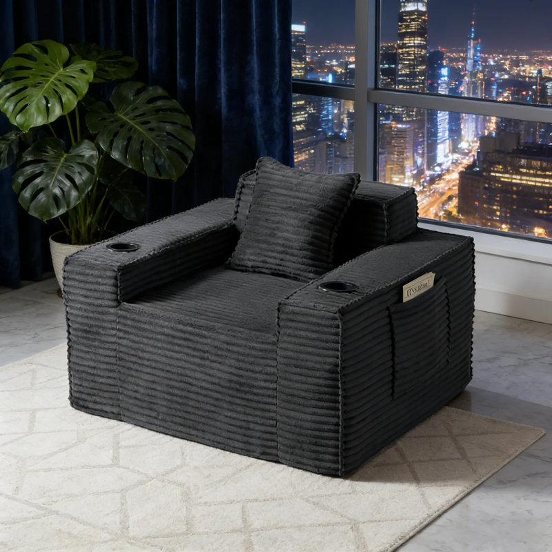 Canapé simple luxueux à support comprimé, Gris foncé