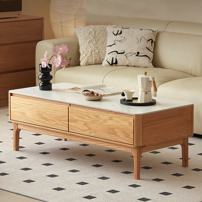 Modern solid wood granite slab coffee table