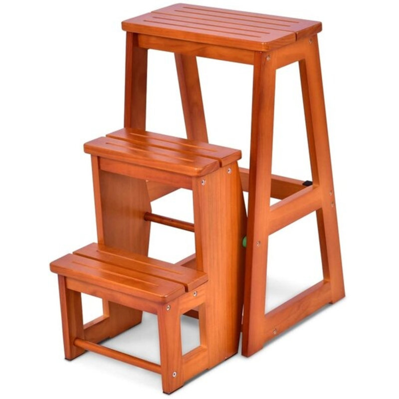3 - Step Wood Step Stool, Natural