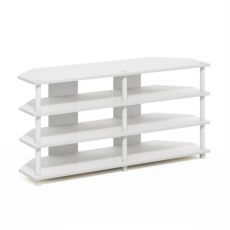 Sharee Easy Assembly 4-Tier Corner TV Stand for TV up to 55-Inch, White