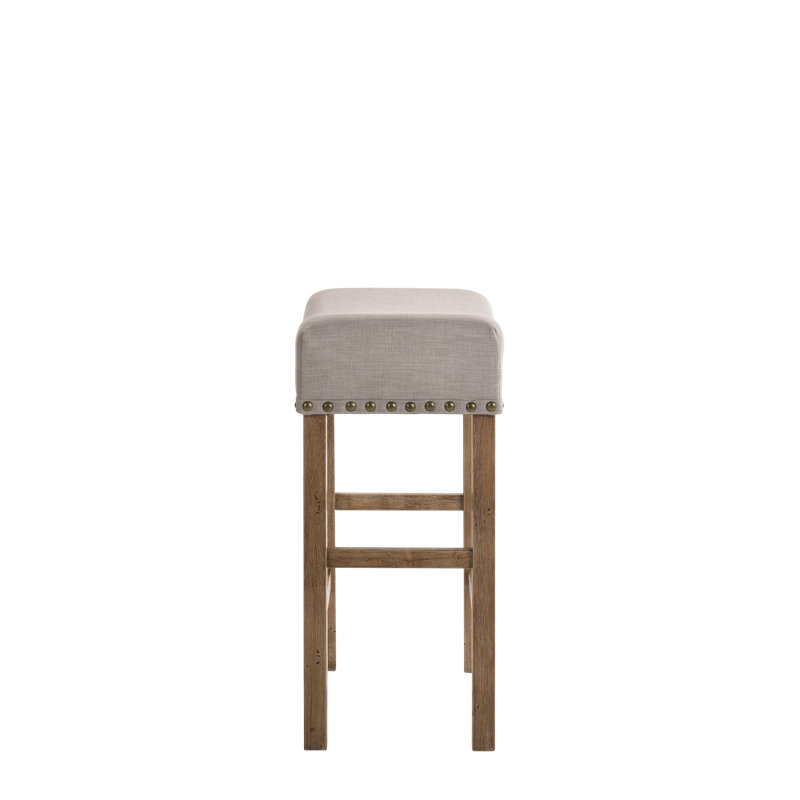 Tabouret à hauteur de comptoir Martha II en lin brun clair et chêne vieilli (ensemble de 2), Tanné