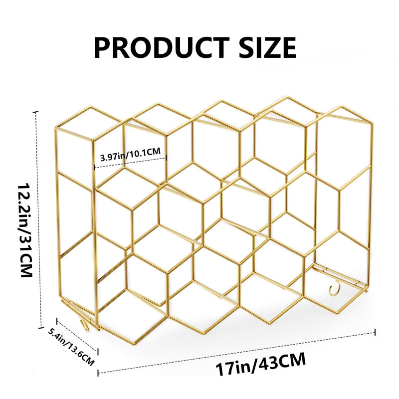 Akhill Wine Bottle Rack, Gold