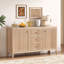 Buffet cannelé moderne 59 po avec 3 tiroirs et tablettes réglables