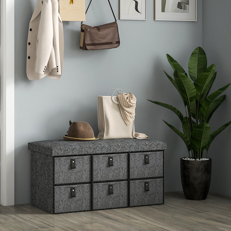 Banc à chaussures, banc d'entrée avec tiroirs en tissu, gris anthracite